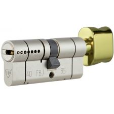 Циліндр RB-Locks Keylocx 90(50x40T) 5KEY ключ-тумблер матовий нікель/полірована латунь 